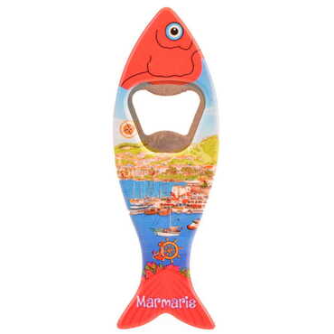 Marmaris Themed Customised UV Printed Fish Shape Printed Plastic Base Bottle Opener 42x130 mm - 13