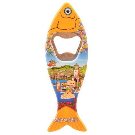 Marmaris Themed Customised UV Printed Fish Shape Printed Plastic Base Bottle Opener 42x130 mm - 14