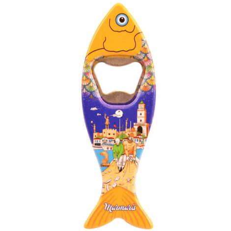 Marmaris Themed Customised UV Printed Fish Shape Printed Plastic Base Bottle Opener 42x130 mm - 15