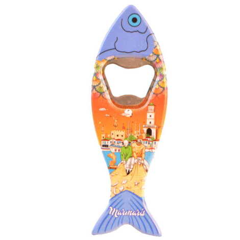 Marmaris Themed Customised UV Printed Fish Shape Printed Plastic Base Bottle Opener 42x130 mm - 16