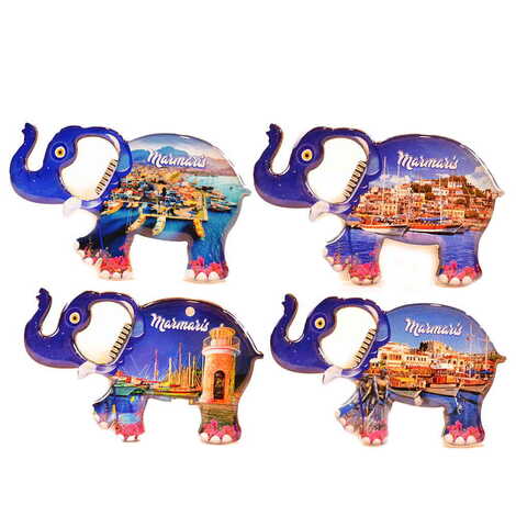 Marmaris Themed Elephant Shaped Metal Magnetic Bottle Opener 98x61 mm - 3