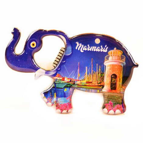 Marmaris Themed Elephant Shaped Metal Magnetic Bottle Opener 98x61 mm - 6