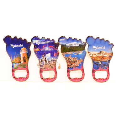 Marmaris Themed Foot Shaped Metal Magnetic Bottle Opener 100x59 mm - 3