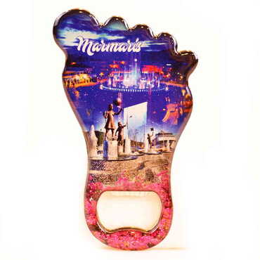 Marmaris Themed Foot Shaped Metal Magnetic Bottle Opener 100x59 mm - 4