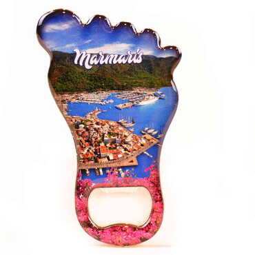 Marmaris Themed Foot Shaped Metal Magnetic Bottle Opener 100x59 mm - 6