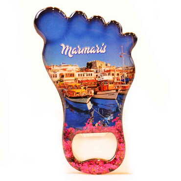 Marmaris Themed Foot Shaped Metal Magnetic Bottle Opener 100x59 mm - 7