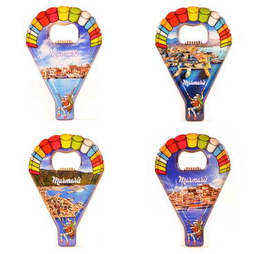 Marmaris Themed Parachute Shaped Metal Magnetic Opener 113x75 mm - 3