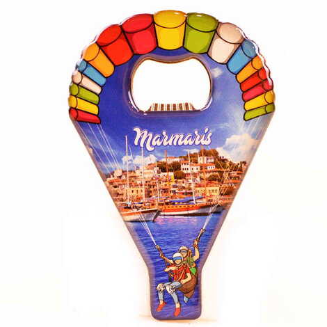 Marmaris Themed Parachute Shaped Metal Magnetic Opener 113x75 mm - 4