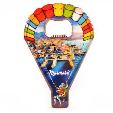 Marmaris Themed Parachute Shaped Metal Magnetic Opener 113x75 mm - 5