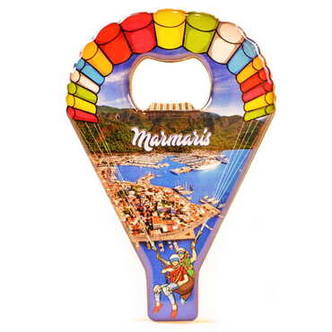 Marmaris Themed Parachute Shaped Metal Magnetic Opener 113x75 mm - 7