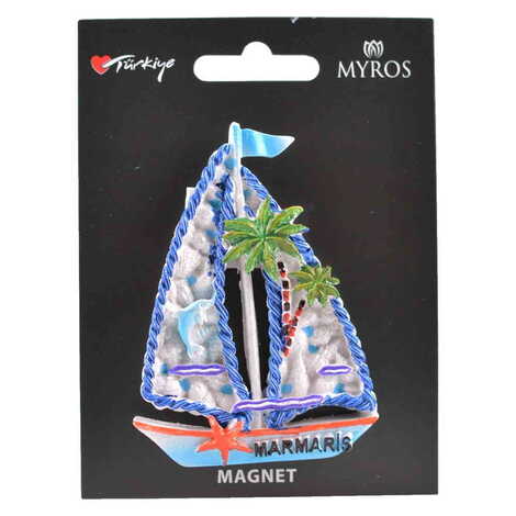 Marmaris Themed Polyester Backing Carded Stoned And Nacrous Fridge Magnet - 5