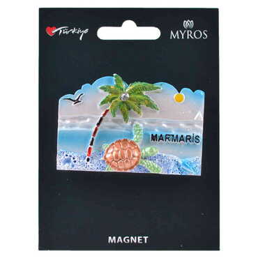 Marmaris Themed Polyester Backing Carded Stoned And Nacrous Fridge Magnet - 8