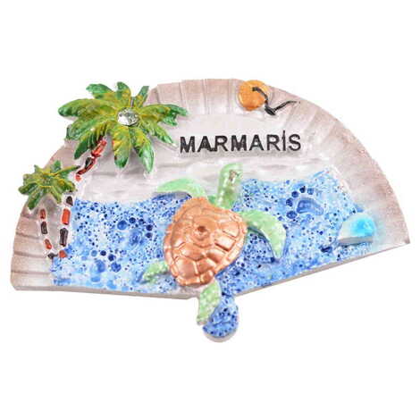 Marmaris Themed Polyester Stoned And Nacrous Fridge Magnet - 14