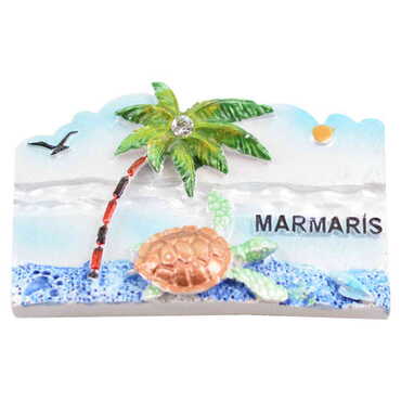 Marmaris Themed Polyester Stoned And Nacrous Fridge Magnet - 30