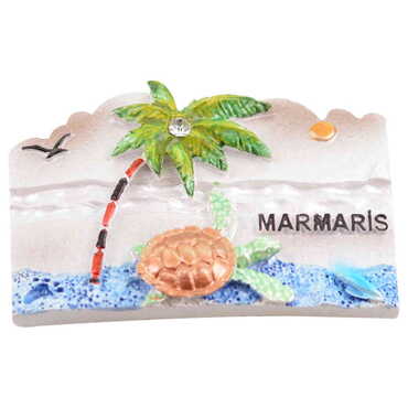 Marmaris Themed Polyester Stoned And Nacrous Fridge Magnet - 31