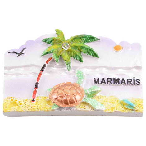 Marmaris Themed Polyester Stoned And Nacrous Fridge Magnet - 32