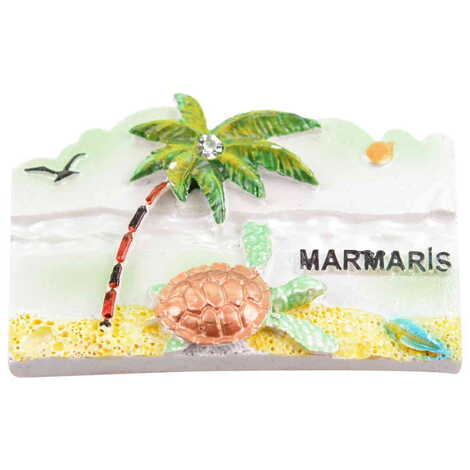 Marmaris Themed Polyester Stoned And Nacrous Fridge Magnet - 33