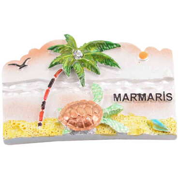 Marmaris Themed Polyester Stoned And Nacrous Fridge Magnet - 34