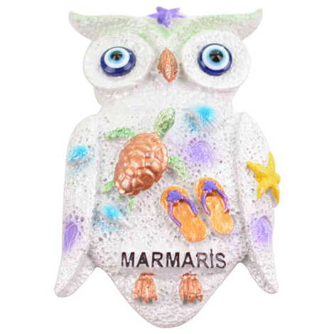 Marmaris Themed Polyester Stoned And Nacrous Fridge Magnet - 39