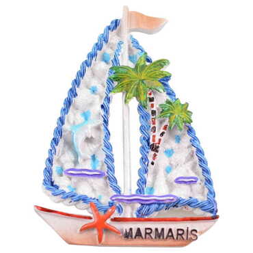 Marmaris Themed Polyester Stoned And Nacrous Fridge Magnet - 45