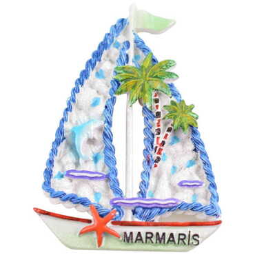 Marmaris Themed Polyester Stoned And Nacrous Fridge Magnet - 46