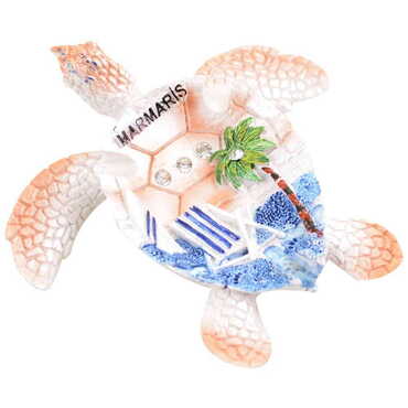 Marmaris Themed Polyester Turtle Shape Nacrous and Crystal Detailed Ashtray Small Size - 3