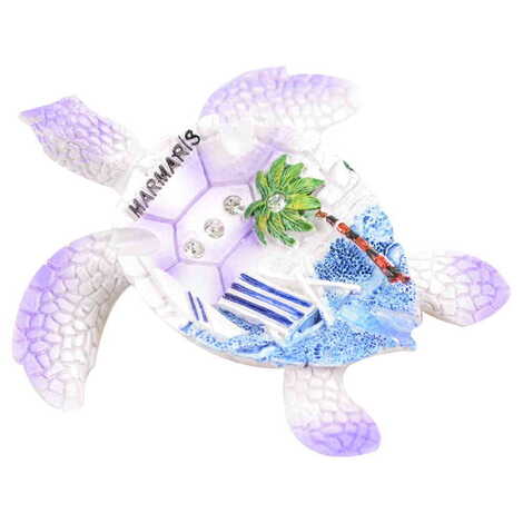 Marmaris Themed Polyester Turtle Shape Nacrous and Crystal Detailed Ashtray Small Size - 4