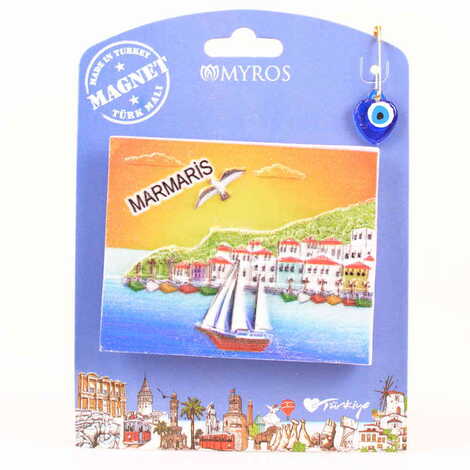 Marmaris Themed Polyester UV Printed Custom Backing Carded Fridge Magnet - 8