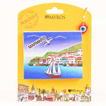 Marmaris Themed Polyester UV Printed Custom Backing Carded Fridge Magnet - 10