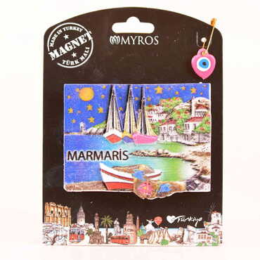 Marmaris Themed Polyester UV Printed Custom Backing Carded Fridge Magnet - 15