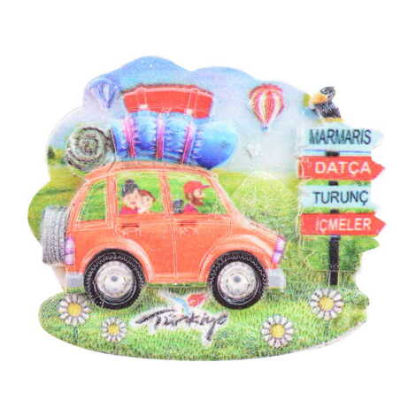 Marmaris Themed Polyester UV Printed Stoned And Nacrous Fridge Magnet - 4