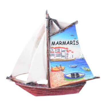 Marmaris Themed Polyester UV Printed Stoned And Nacrous Fridge Magnet - 7