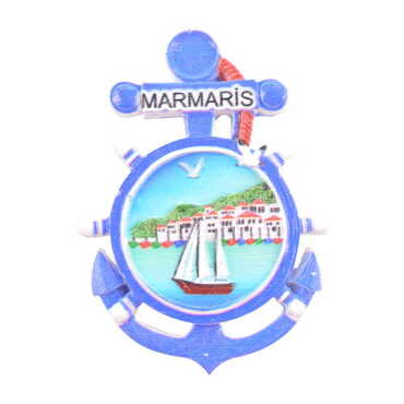 Marmaris Themed Polyester UV Printed Stoned And Nacrous Fridge Magnet - 9