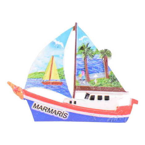 Marmaris Themed Polyester UV Printed Stoned And Nacrous Fridge Magnet - 11