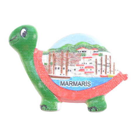 Marmaris Themed Polyester UV Printed Stoned And Nacrous Fridge Magnet - 14