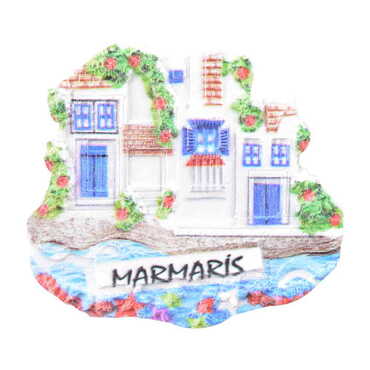 Marmaris Themed Polyester UV Printed Stoned And Nacrous Fridge Magnet - 25