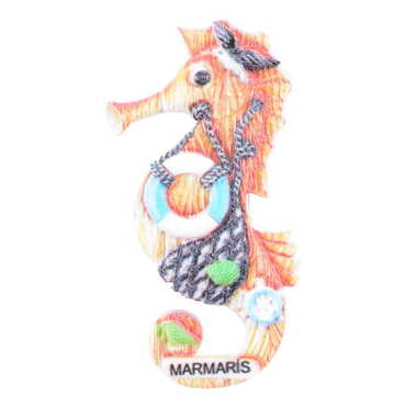 Marmaris Themed Polyester UV Printed Stoned And Nacrous Fridge Magnet - 26