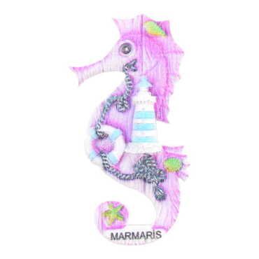 Marmaris Themed Polyester UV Printed Stoned And Nacrous Fridge Magnet - 31