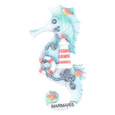 Marmaris Themed Polyester UV Printed Stoned And Nacrous Fridge Magnet - 32