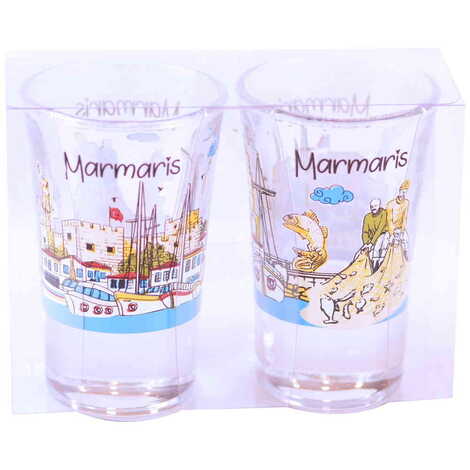 Marmaris Themed Shot Glass Set of 2 Pcs - 9