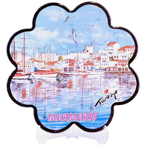 Marmaris Themed Turkish Ceramic Custom Themed Daisy Trivet 182 mm - 4