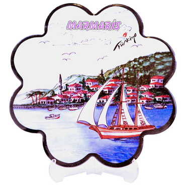 Marmaris Themed Turkish Ceramic Custom Themed Daisy Trivet 182 mm - 5