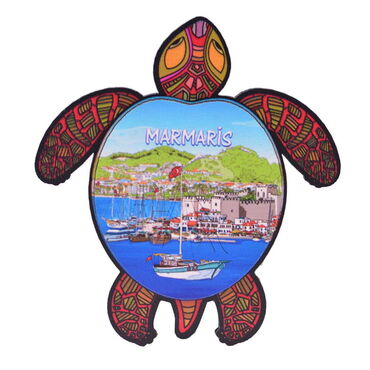 Marmaris Themed Wooden Cute Animals Souvenşr Fridge Magnet Serie C 90x120 mm - 8