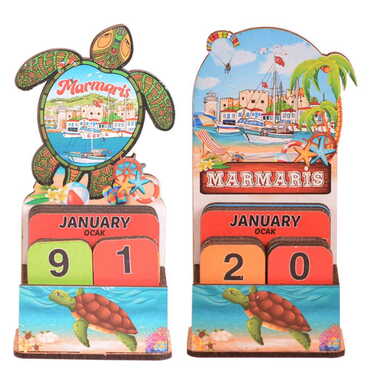 Marmaris Themed Wooden Table Calendar - 3