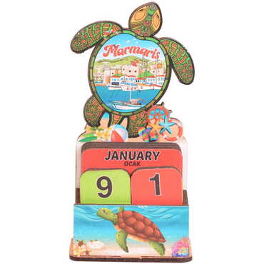 Marmaris Themed Wooden Table Calendar - 4