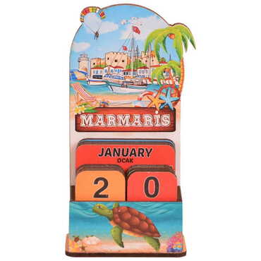 Marmaris Themed Wooden Table Calendar - 5