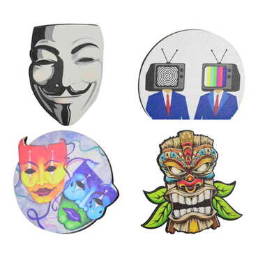 Mask Themed Wooden Customised Badge Pin - 3