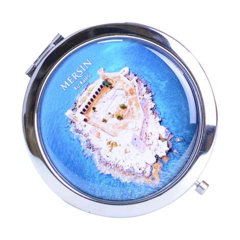 Mersin Themed Customised Metal Epoxy Travel Make Up Compact Mirror 70x11 mm - 4