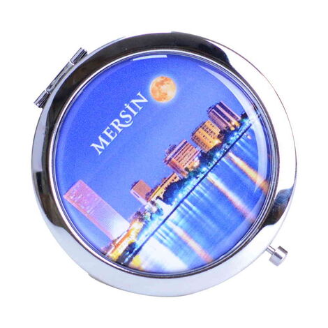 Mersin Themed Customised Metal Epoxy Travel Make Up Compact Mirror 70x11 mm - 5