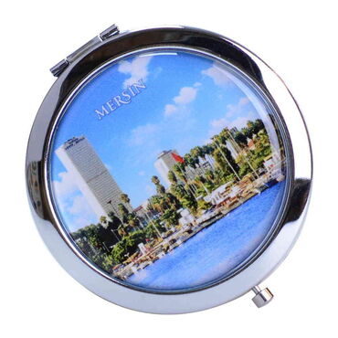 Mersin Themed Customised Metal Epoxy Travel Make Up Compact Mirror 70x11 mm - 7